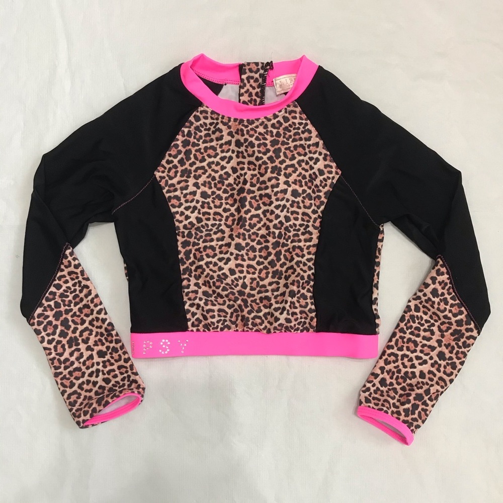 Lipsy London Cheetah Long Sleeve Swim Top